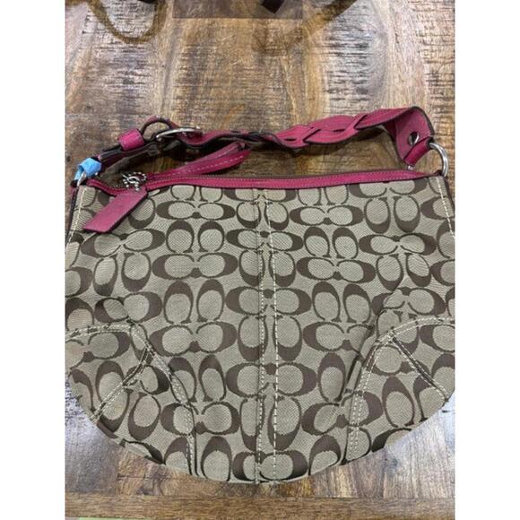 Coach Handbags - Coach Zip Signature Jacquard Handbag - Brown Canvas